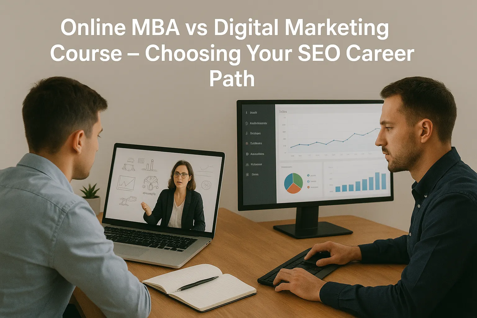 Comparison of Online MBA in Digital Marketing vs SEO-focused course for career growth.