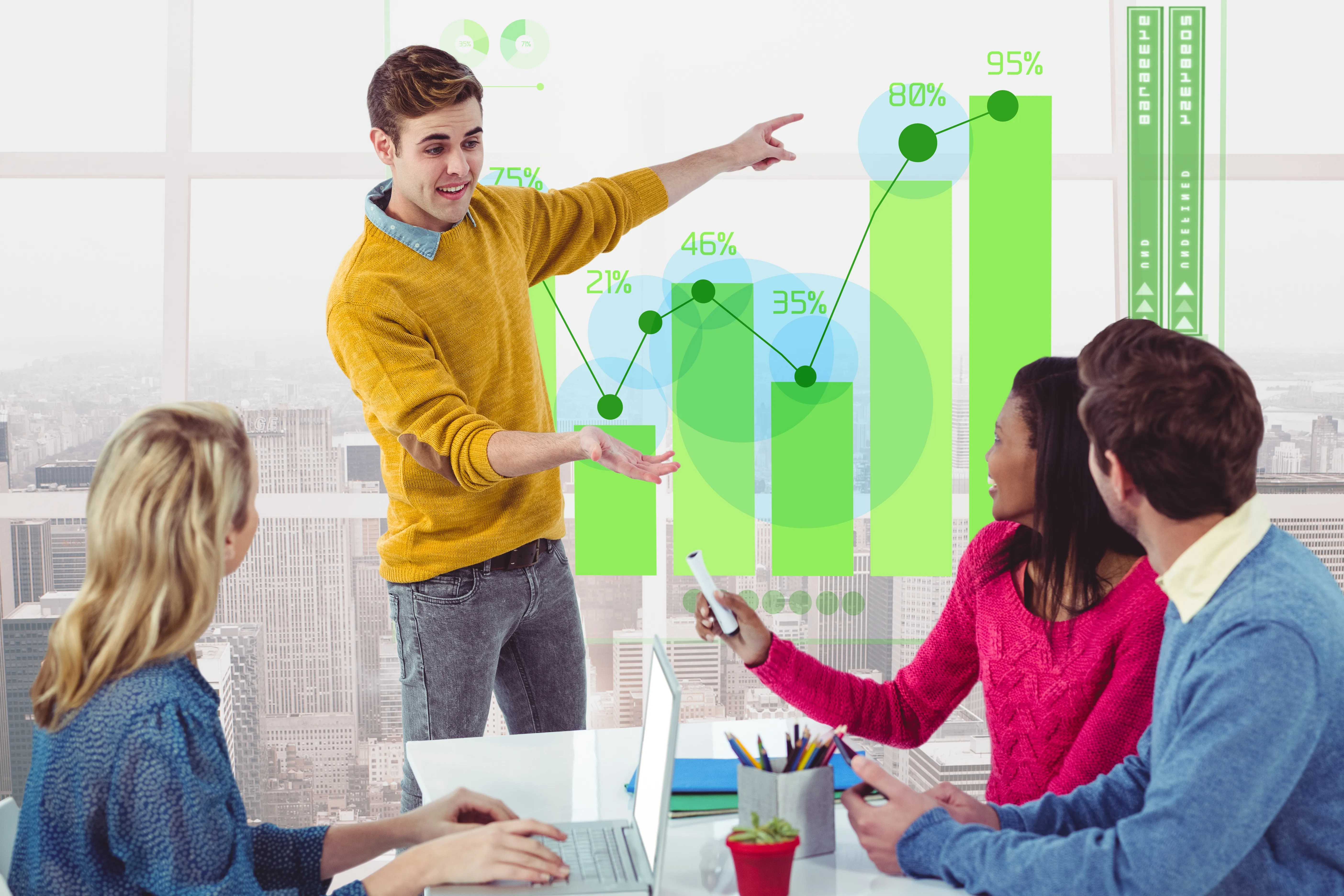 A Business Development Manager presenting a growth strategy to a client team.