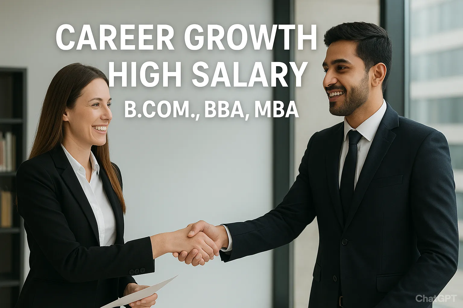 Commerce graduates achieving high salary career success through online B.Com., BBA, and MBA programs.