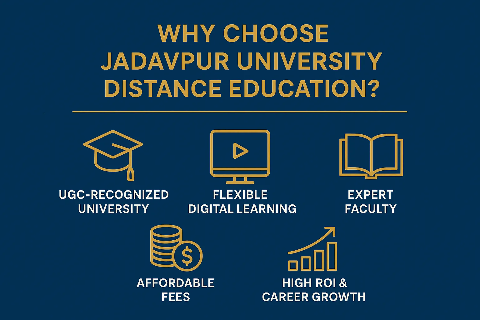 Infographic showing benefits of Jadavpur University distance education programs.